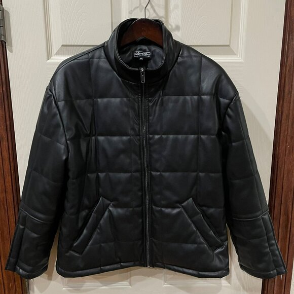 Chelsea DeBoer By Lily & Lottie Black Quilted Faux Leather Jacket M Stylish Oute - Picture 7 of 8